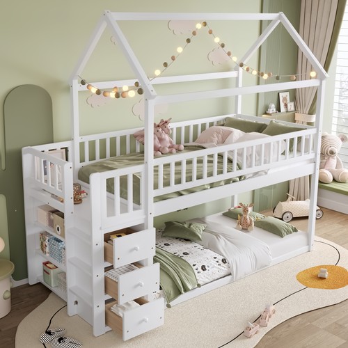 Twin house bunk - twin/twin, bed